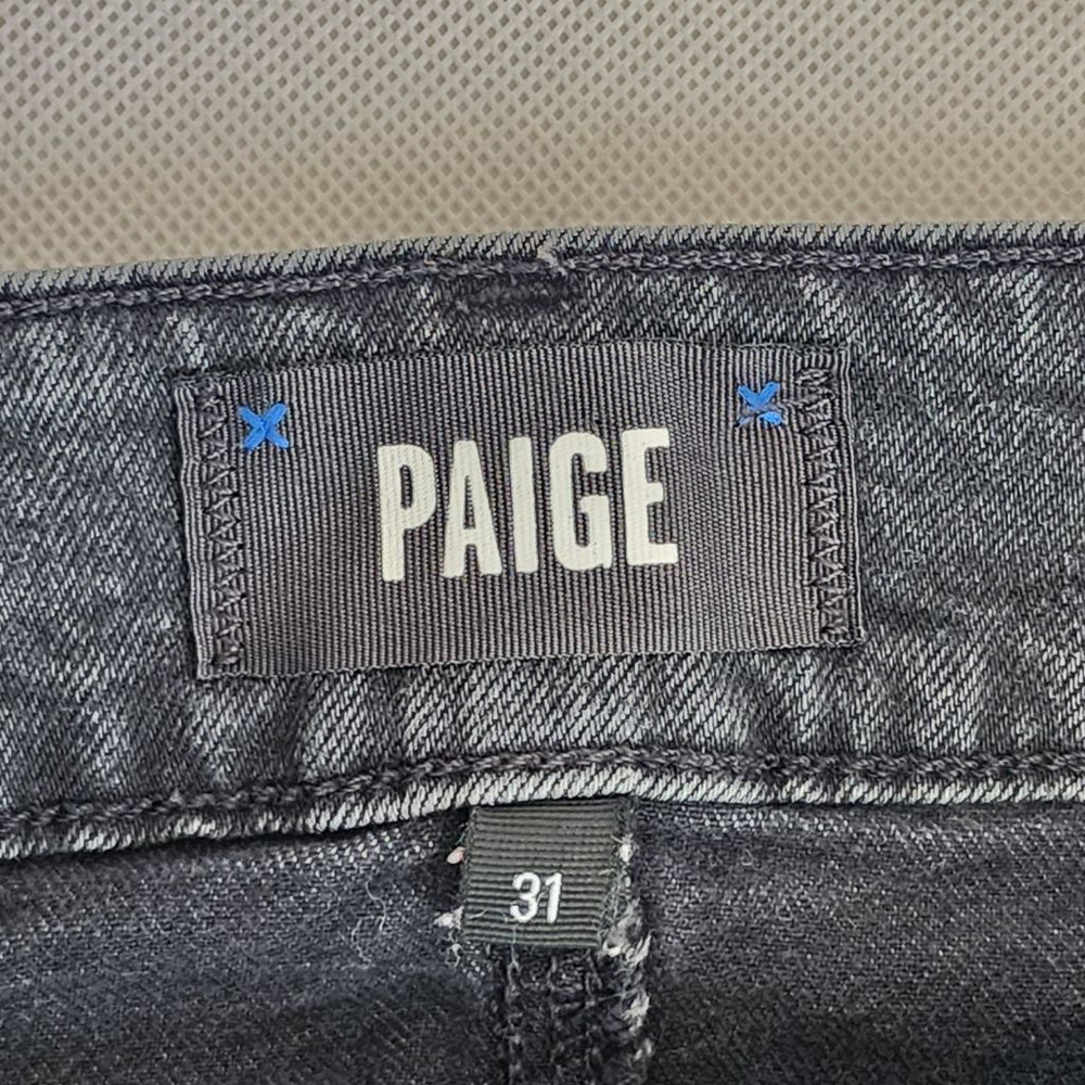PAIGE Sasha‎ Black Manta Distressed High Rise Wide Leg Jeans #88 Size 31 - Picture 8 of 10